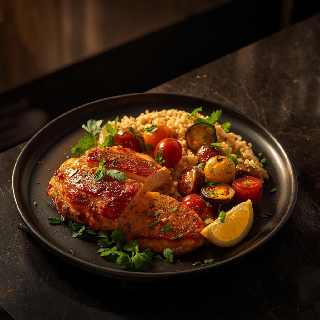 Harissa Spiced Chicken with Lemon Herb Couscous – Low Calorie Mediterranean Chicken Recipe