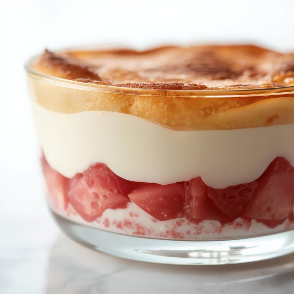 Irish Dessert Recipes for Weight Loss: Just 190 calories of creamy, custard-like perfection with a hidden layer of baked rhubarb.